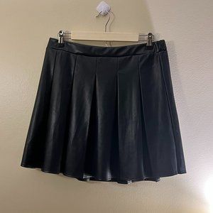 NWT SO Black Large Faux Leather Tennis Skirt